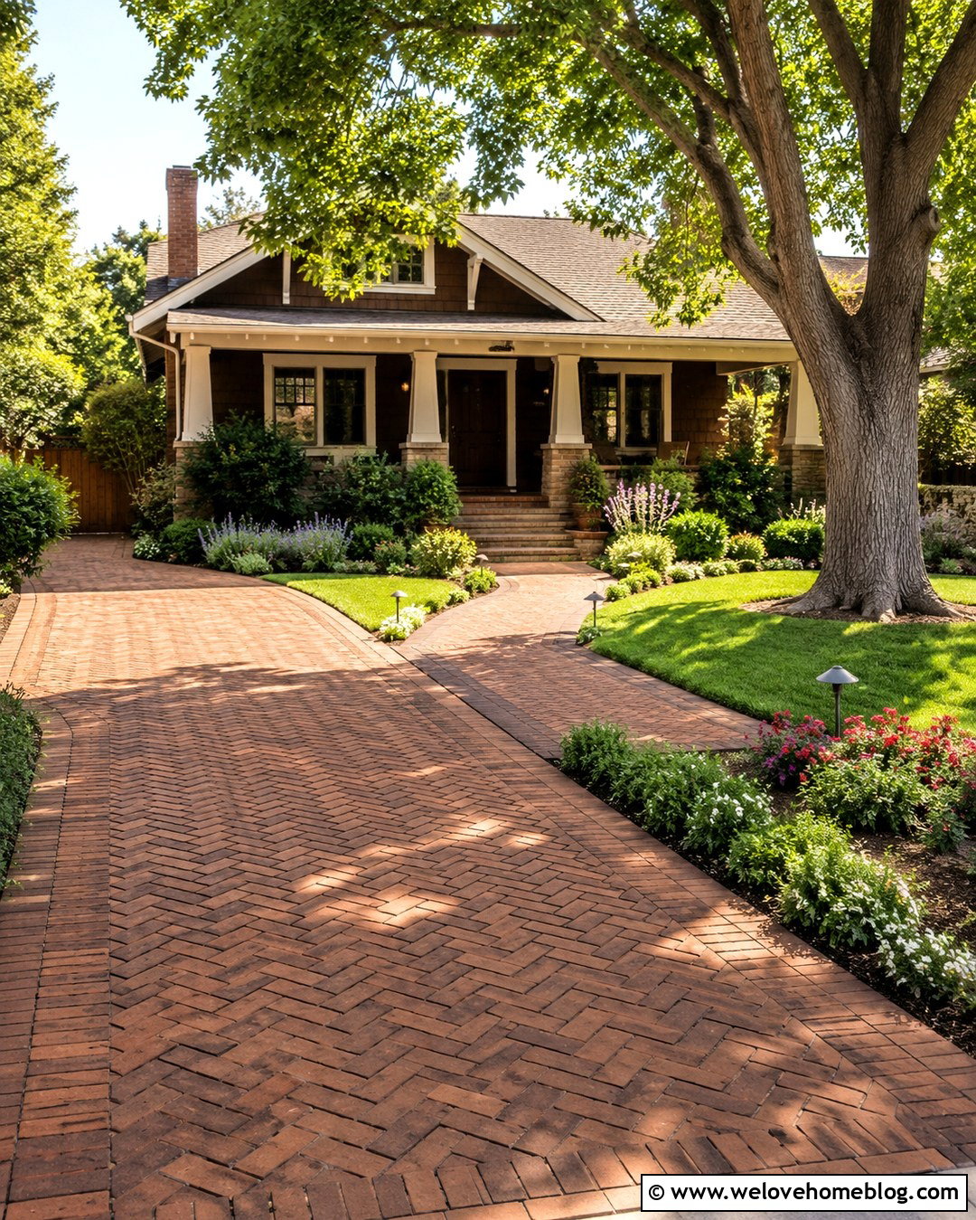 Brick Driveway With A Matching Front Walkway - 20 How To Design A Brick Driveway Ideas
