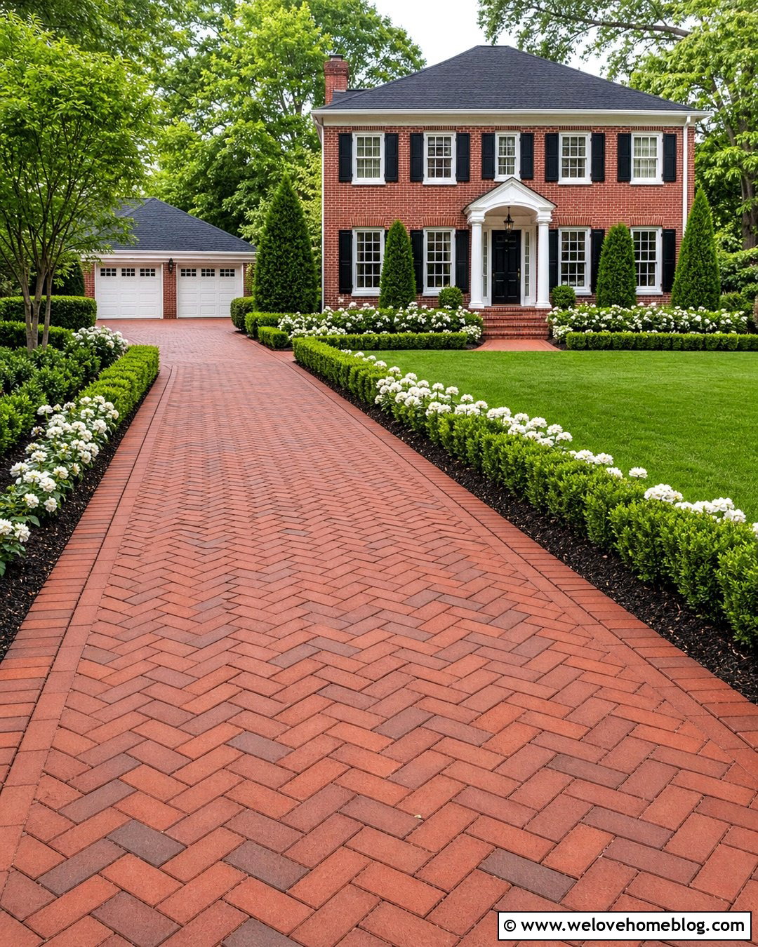 Brick Driveway With Boxwood Borders - 25 landscaping next to driveway ideas