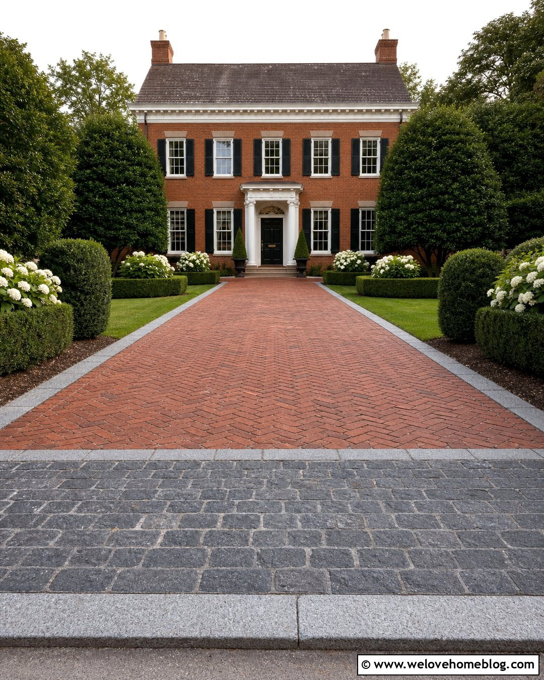 Brick Driveway With Cobblestone Entrance - 30 Cobble Stone Driveway Entrance Ideas