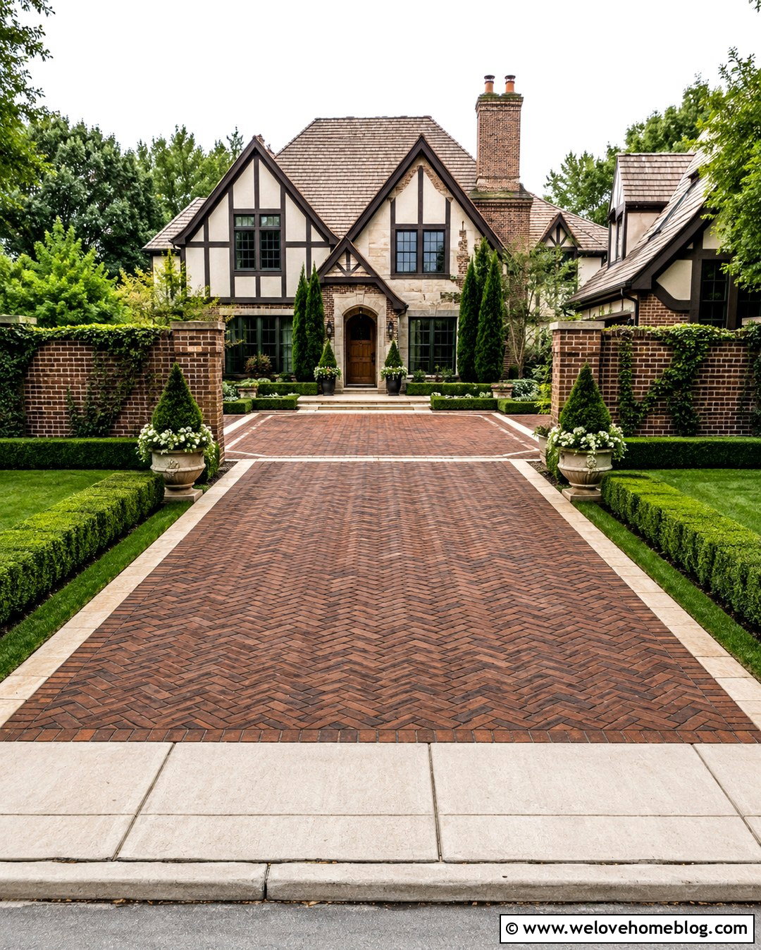 Brick Driveway With Courtyard Patio - 20 patio driveway combo ideas