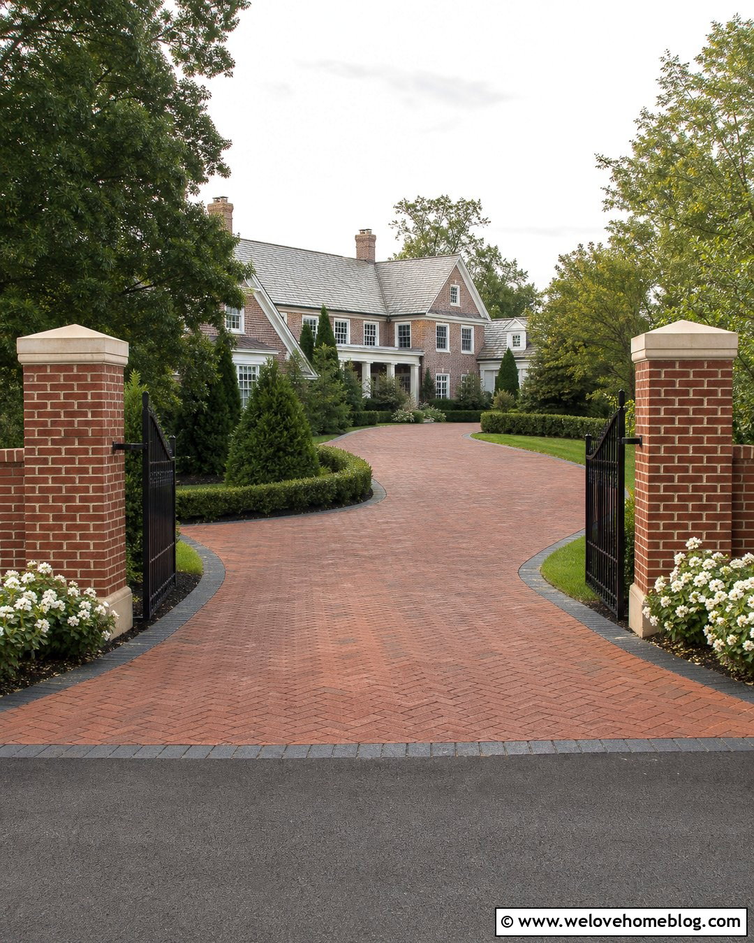 Brick Driveway With Gate Pillars - 25 Driveway Brick Ideas