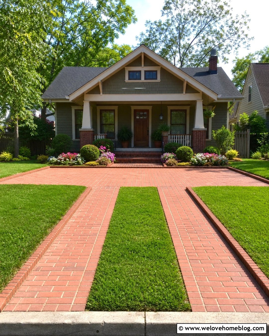 Brick Driveway With Grass Strips - 25 Driveway Brick Ideas
