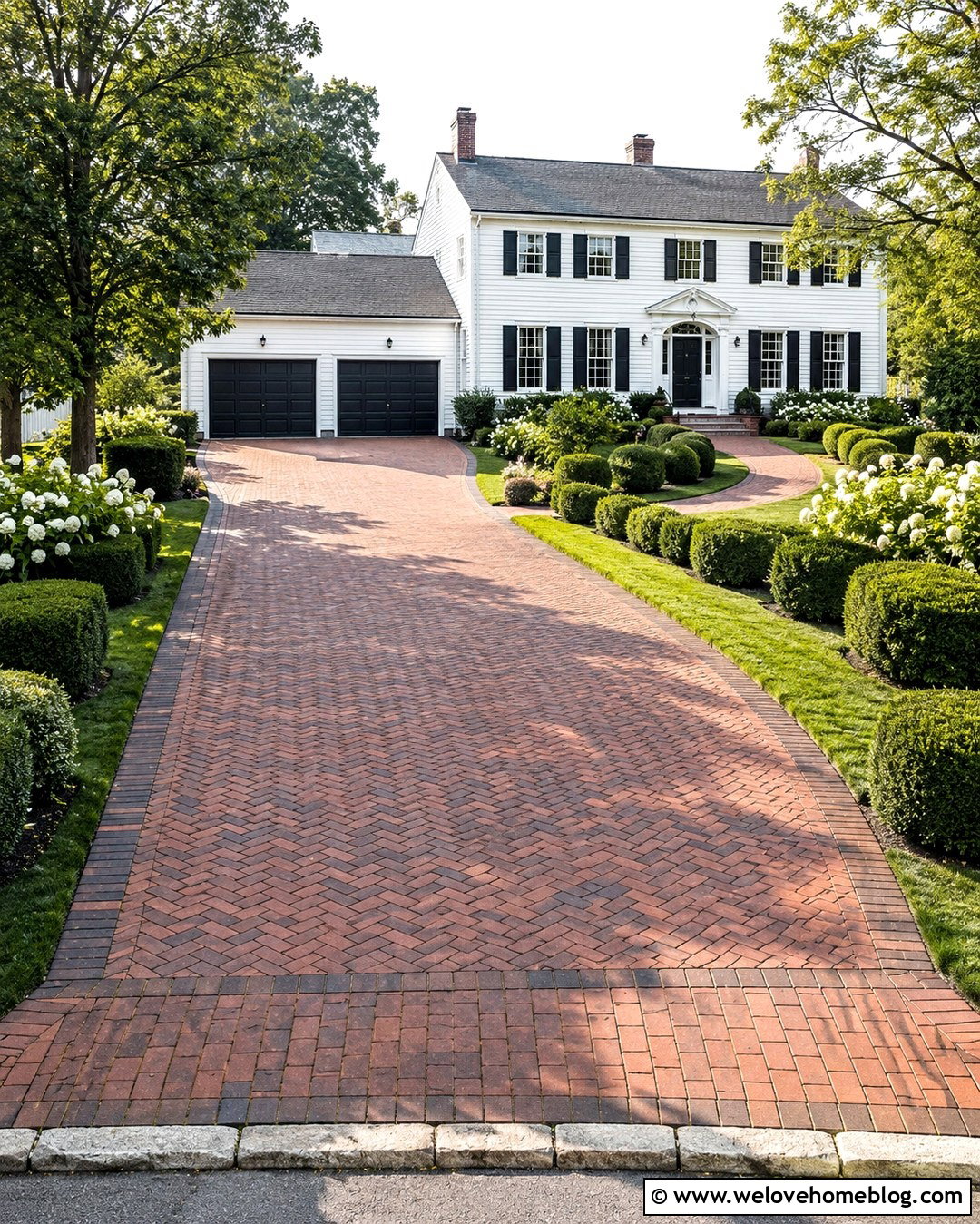 Brick Driveway With Herringbone Pattern - 20 Driveway Renovation Ideas