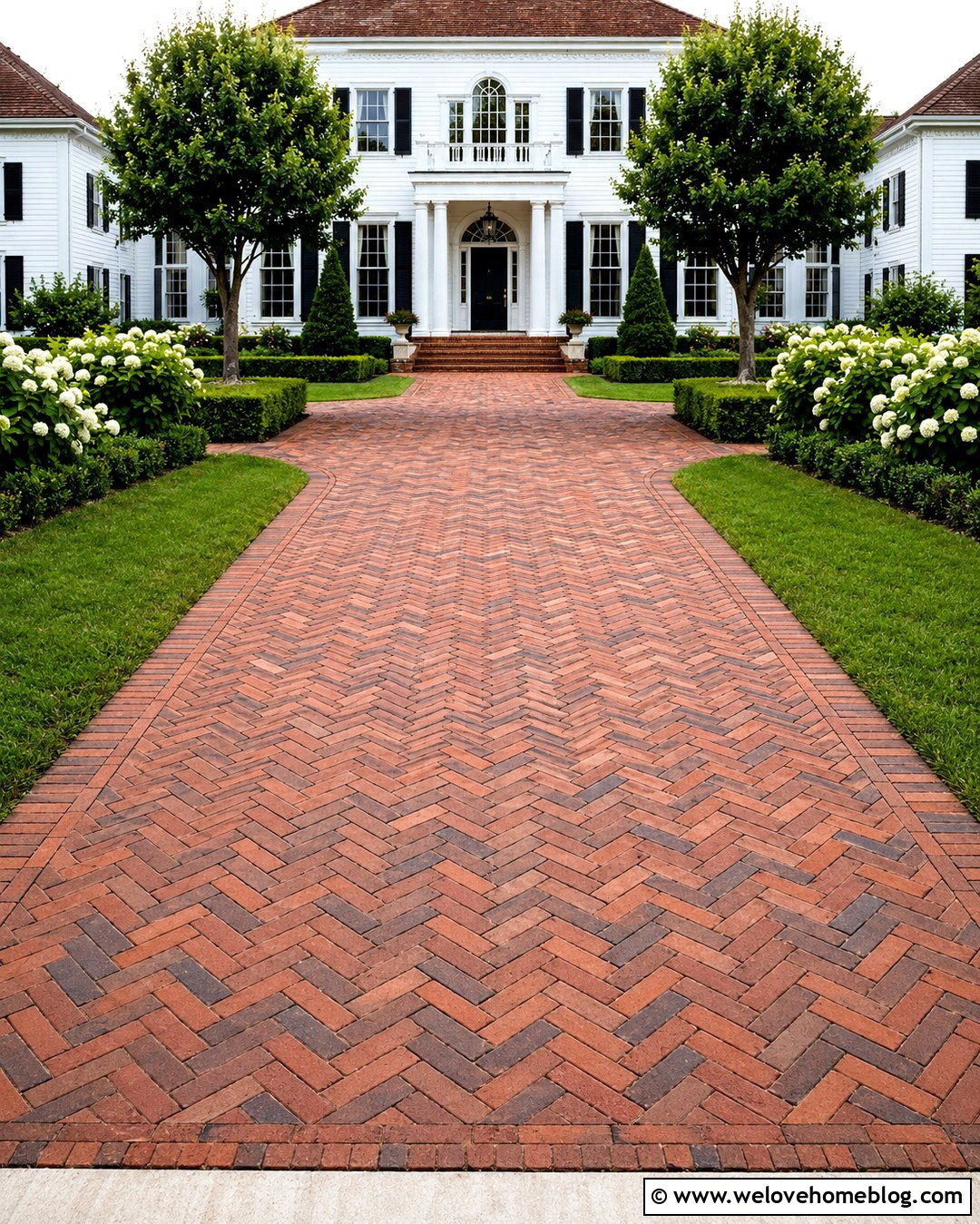 Brick Driveway With Herringbone Pattern - 20 front driveway design ideas