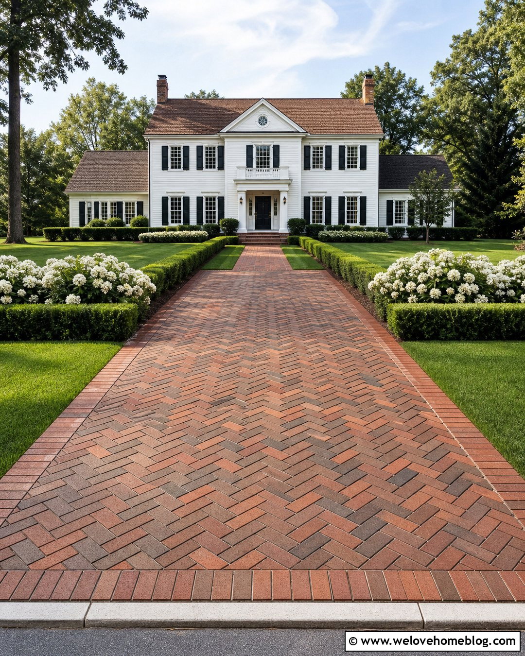 Brick Driveway With Herringbone Pattern - 35 House Driveway Ideas