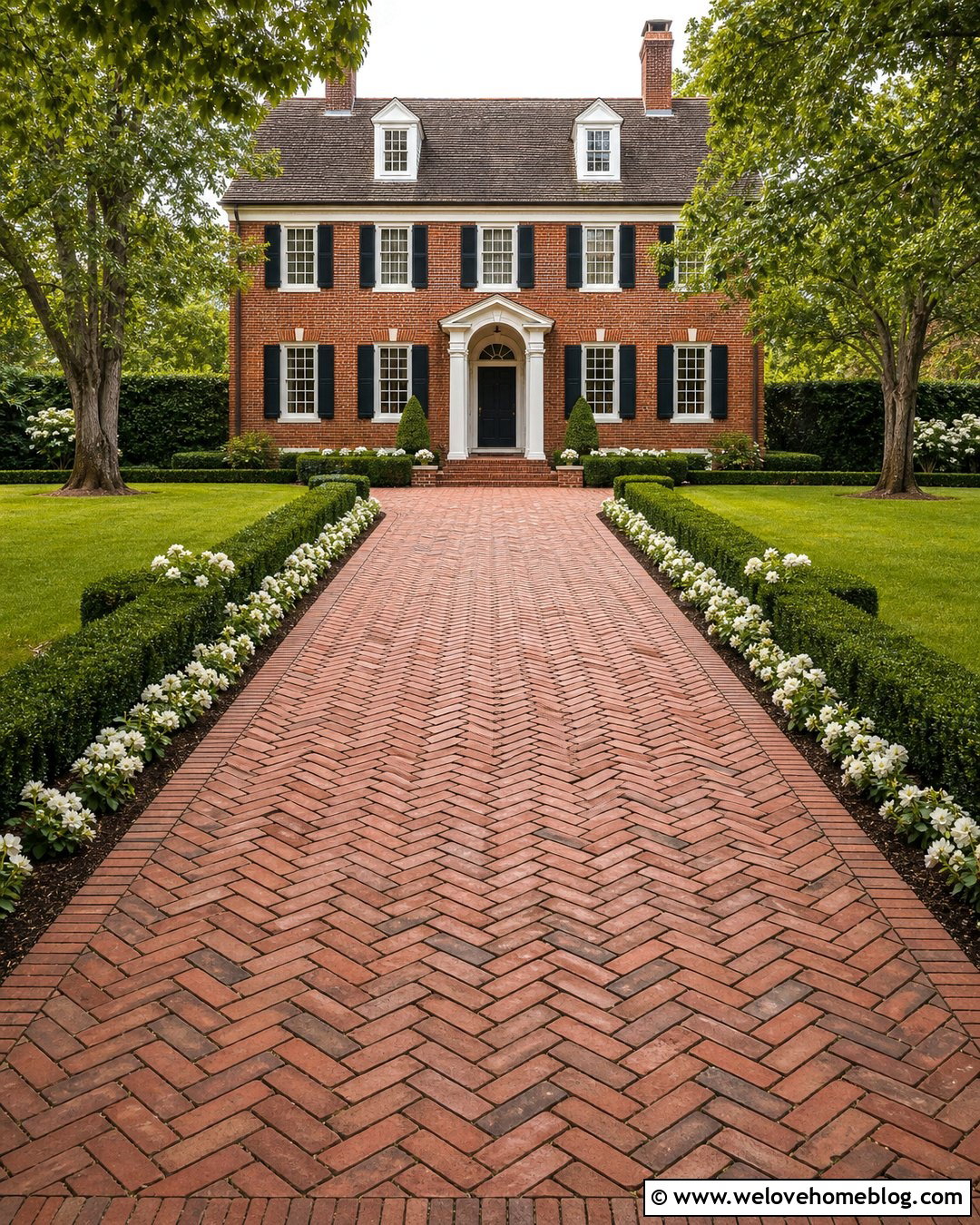 Brick Driveway With Herringbone Pattern - 50 Driveway Ideas