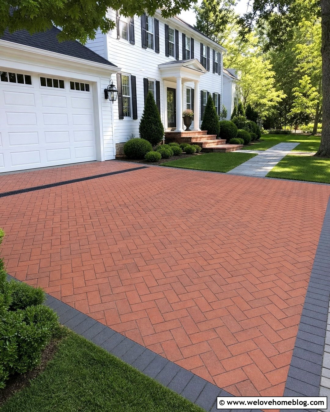 Brick Driveway With Hidden Slot Drain - 35 Driveway Drain Ideas
