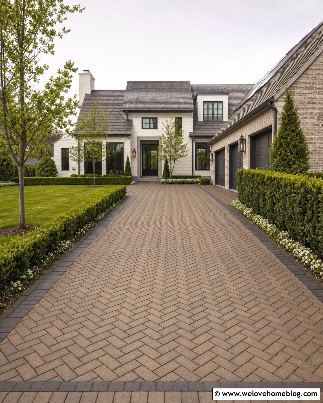 20 Modern Brick Driveway With Landscaping Ideas for Curb Appeal