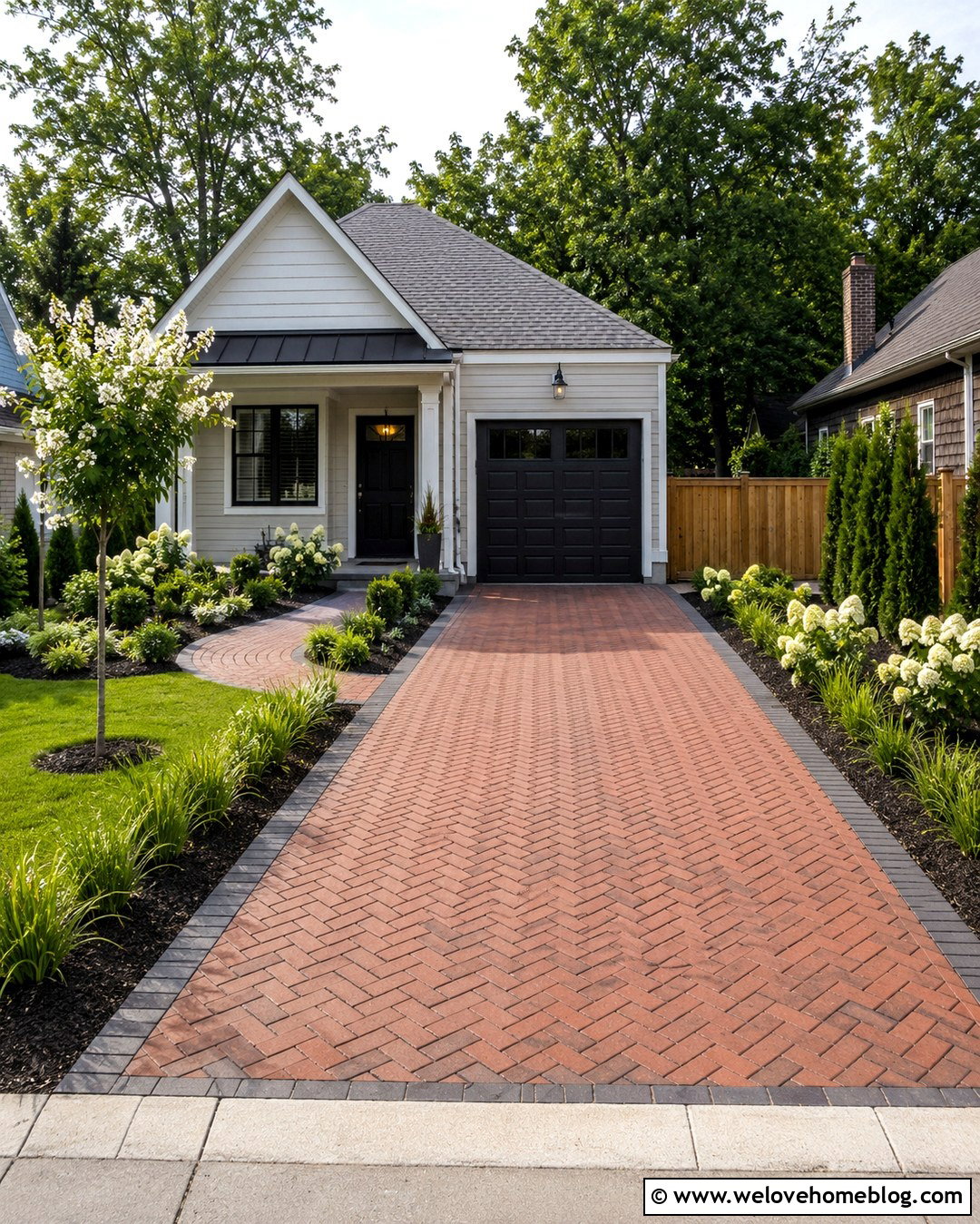 Brick Driveway With Small Front Garden