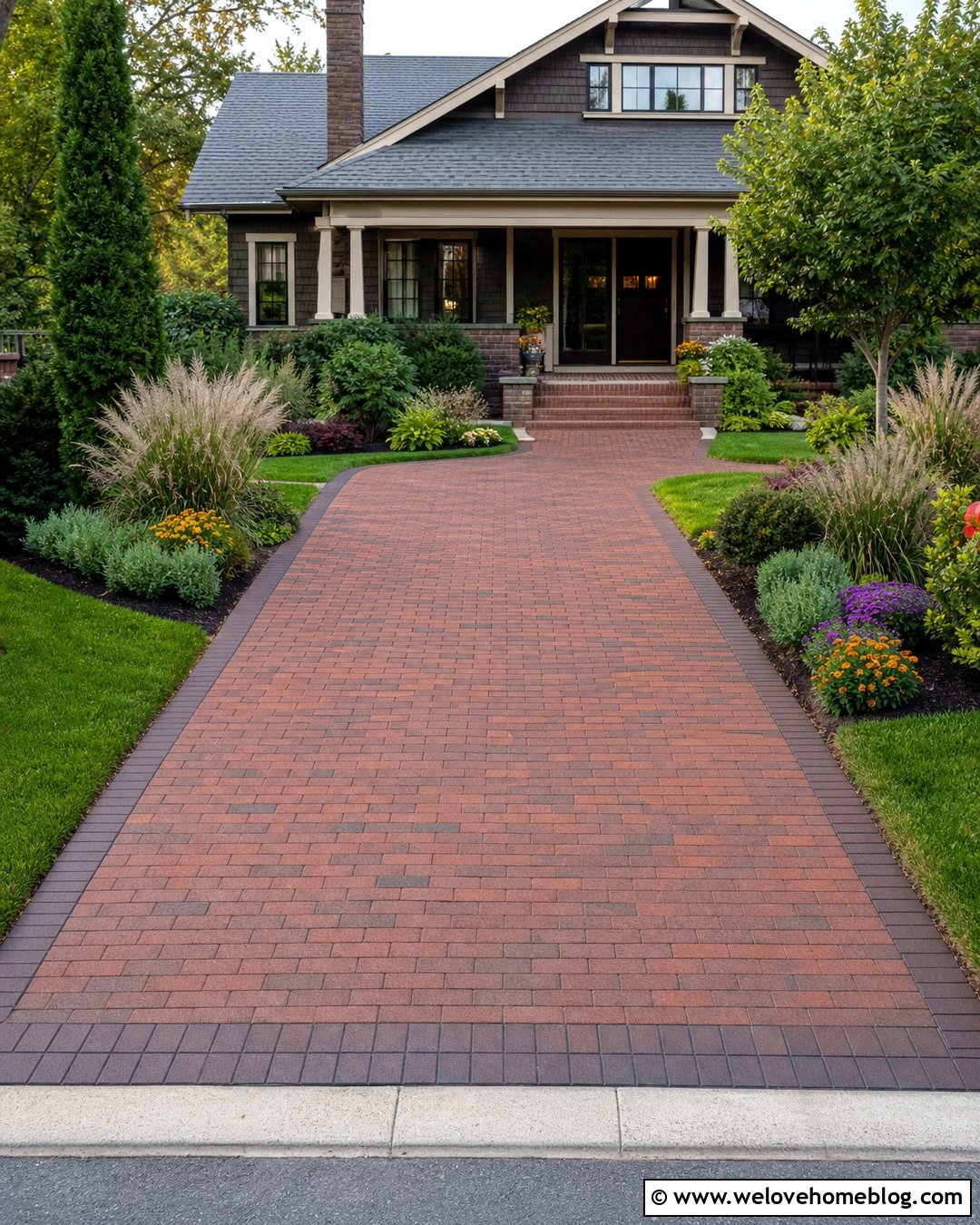 Brick Driveway With Soldier Course Border - 35 Brick Driveway Ideas