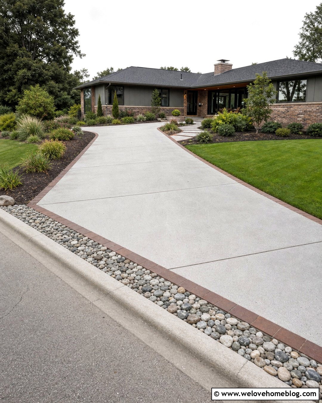 Brick Edging With A Gravel Drainage Strip - 20 brick driveway edging ideas