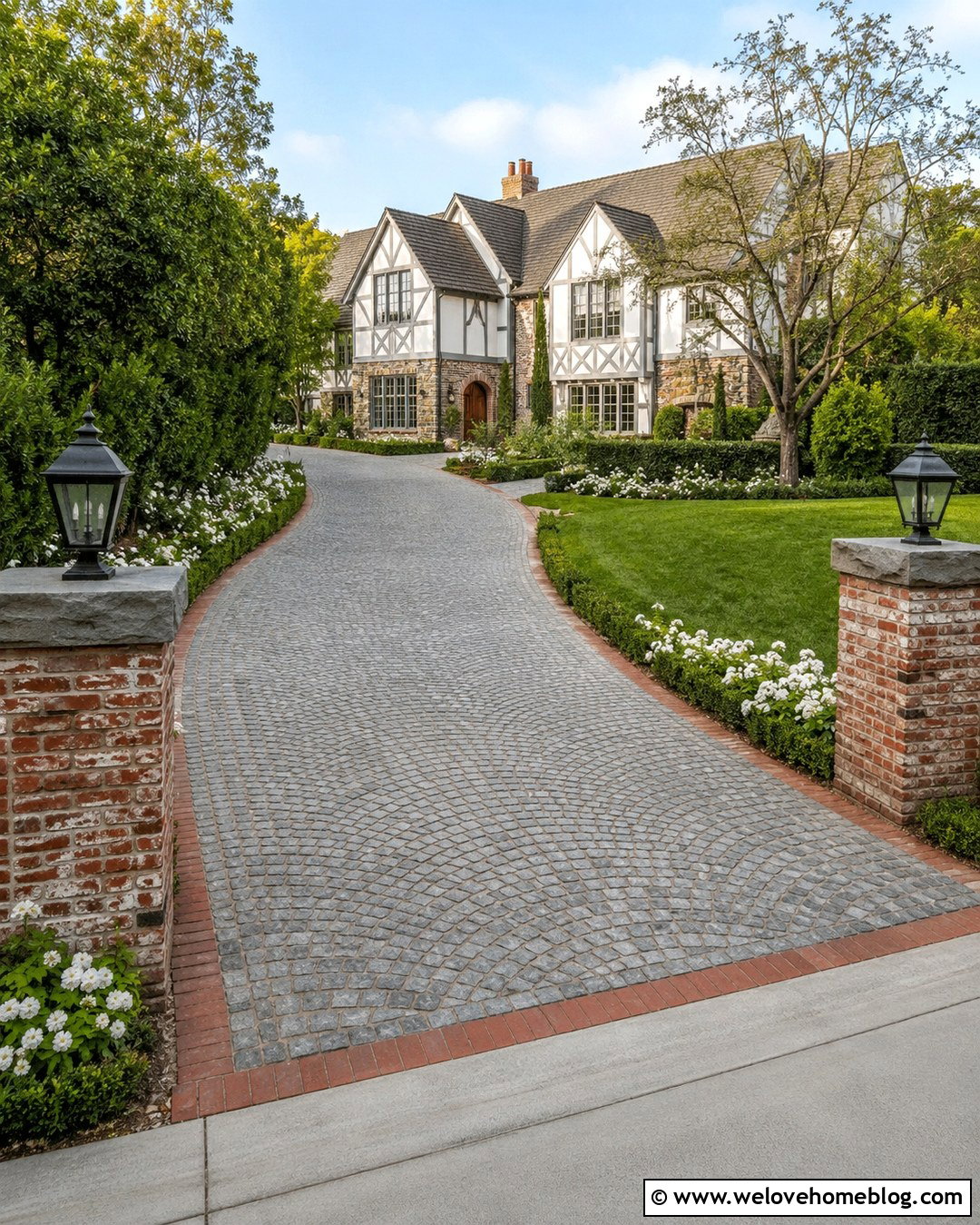 Brick Entrance With Cobblestone Driveway - 20 brick entrance driveway ideas
