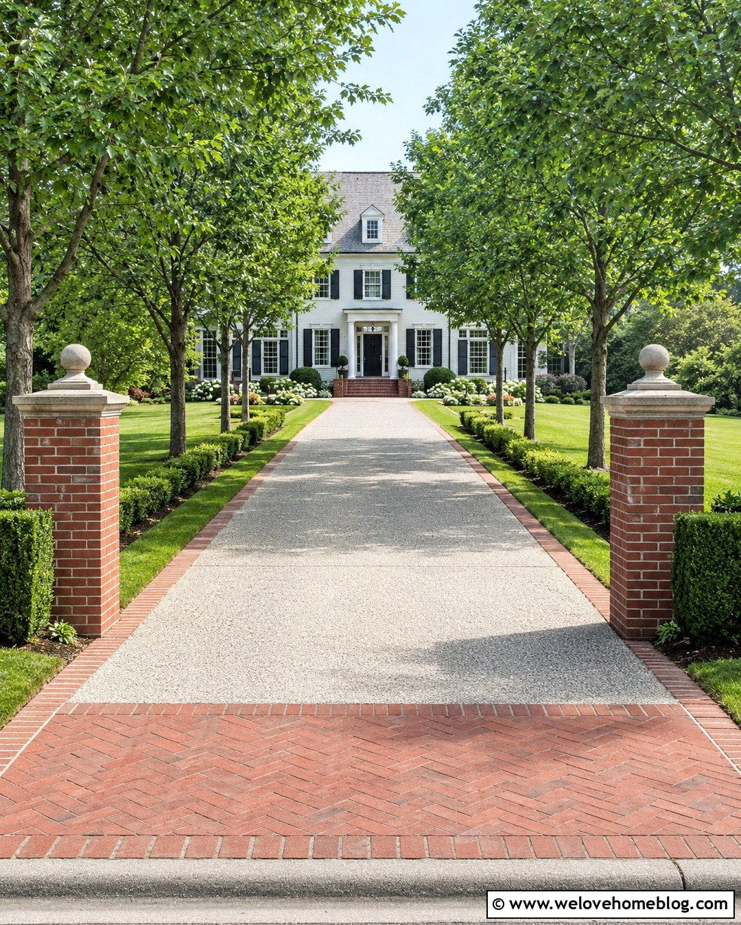 Brick Entrance With Tree Lined Driveway - 20 brick entrance driveway ideas