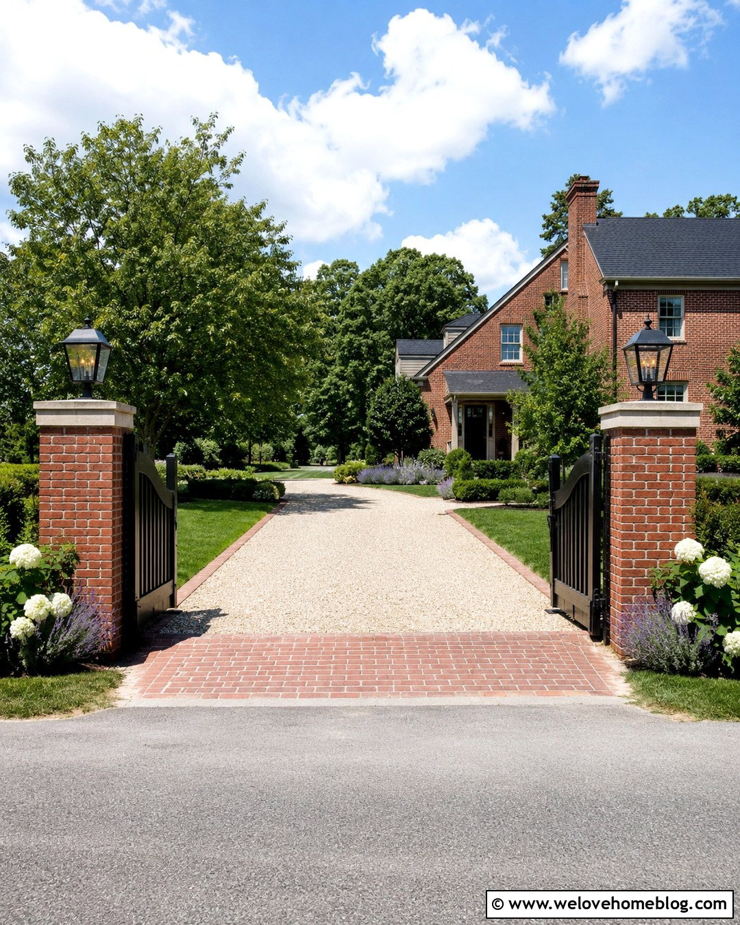 Brick Farmhouse Gate With Gravel Driveway - 20 Driveway Entrance Gates Country Ideas