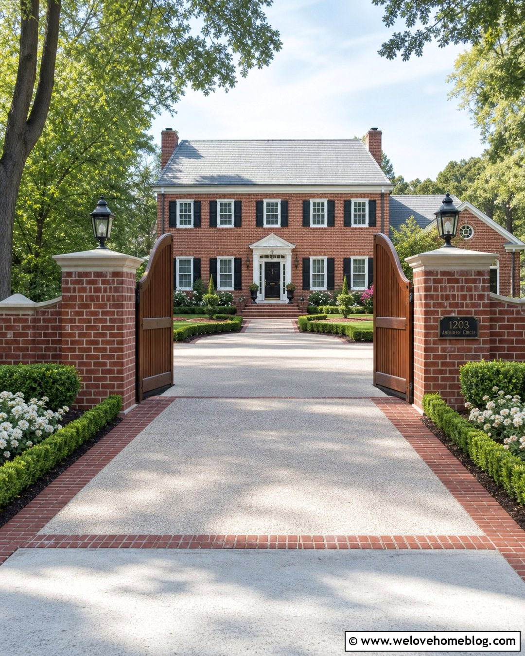 Brick Fence Driveway Entrance With Wood Gates - 25 fence driveway entrance ideas