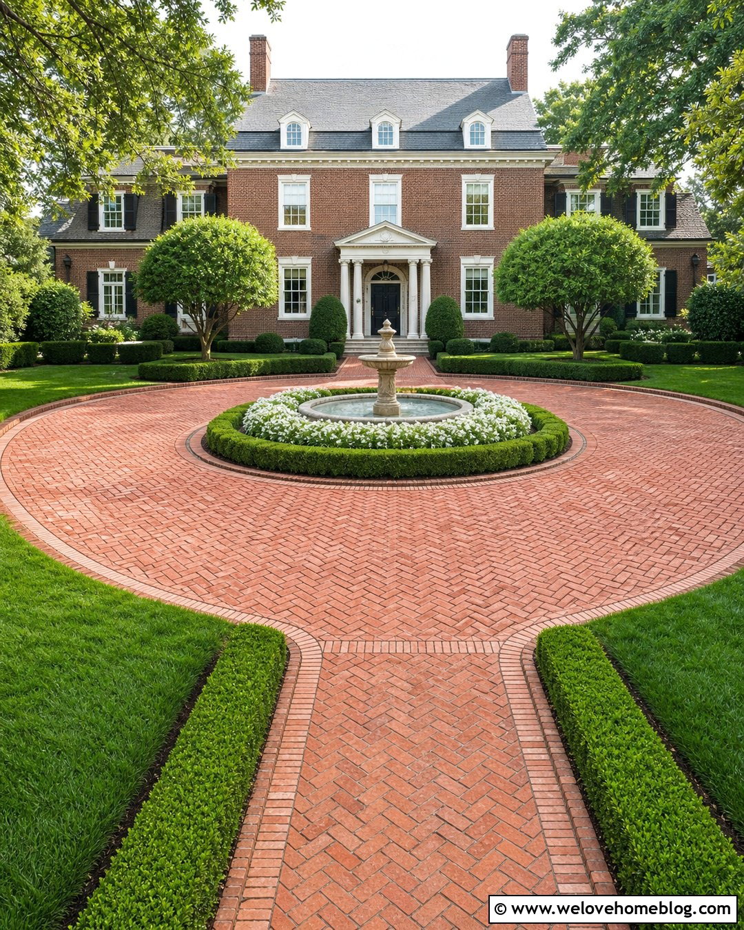 Brick Horseshoe Driveway With Formal Landscaping - 25 horseshoe driveway landscaping ideas