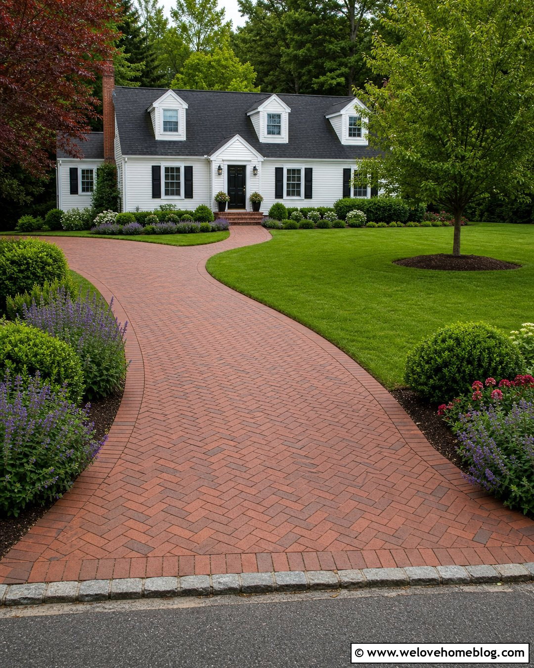 Brick Horseshoe Driveway With Rose Borders - 20 driveway landscape for horseshoe ideas