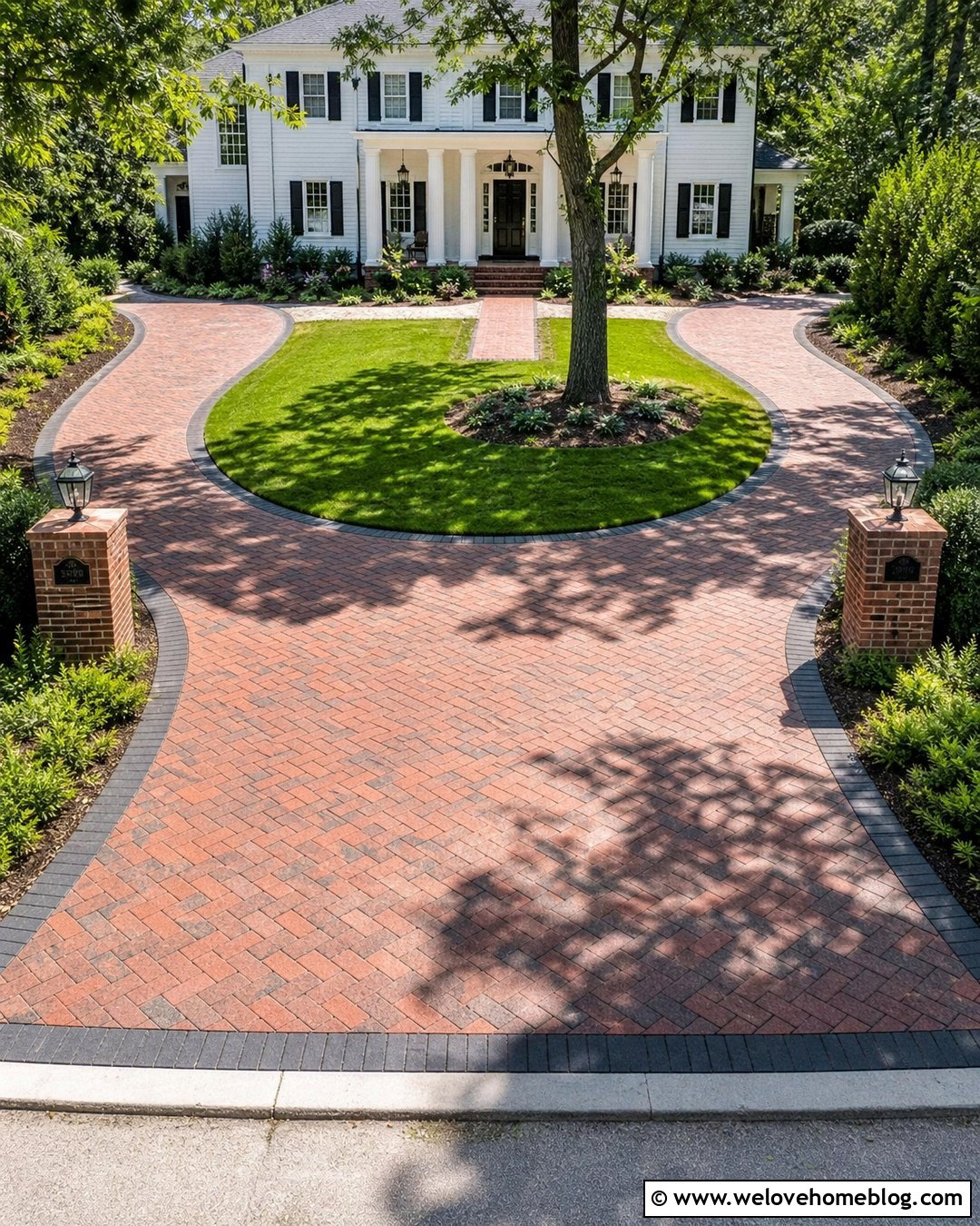Brick Horseshoe Driveway - 20 Paving Bricks Driveways Ideas