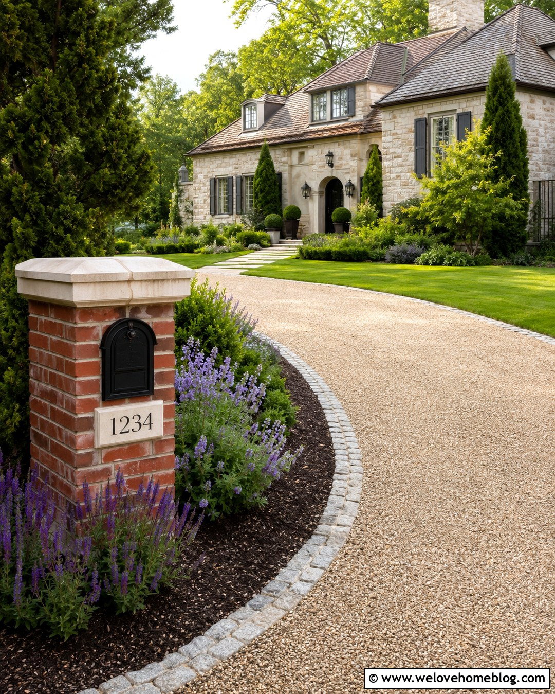 Brick Mailbox With Limestone Cap And Gravel Driveway - 20 Brick Mailbox Designs Driveway Entrance Ideas