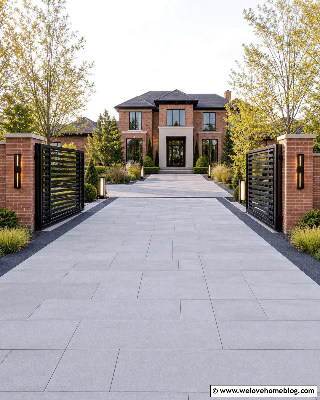 Brick Mansion With Double Sliding Gate - 20 Luxury Brick Mansion With Gated Driveway Ideas