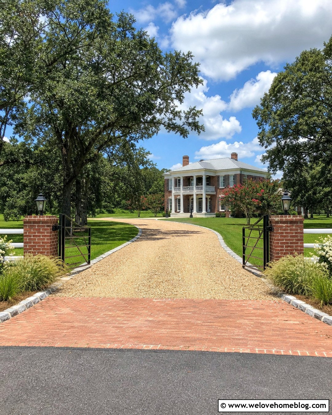 Brick Mansion With Farmhouse Driveway Gate - 20 Luxury Brick Mansion With Gated Driveway Ideas