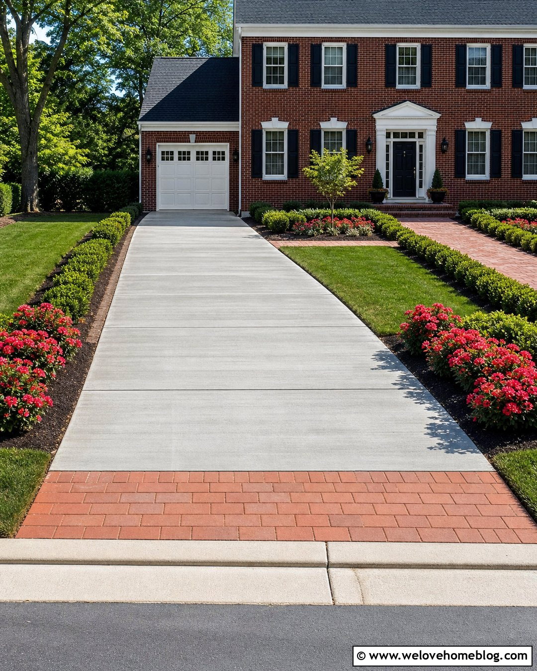 Brick Mow Strip Driveway Border With Roses - 25 Driveway Border Landscape Edging Ideas