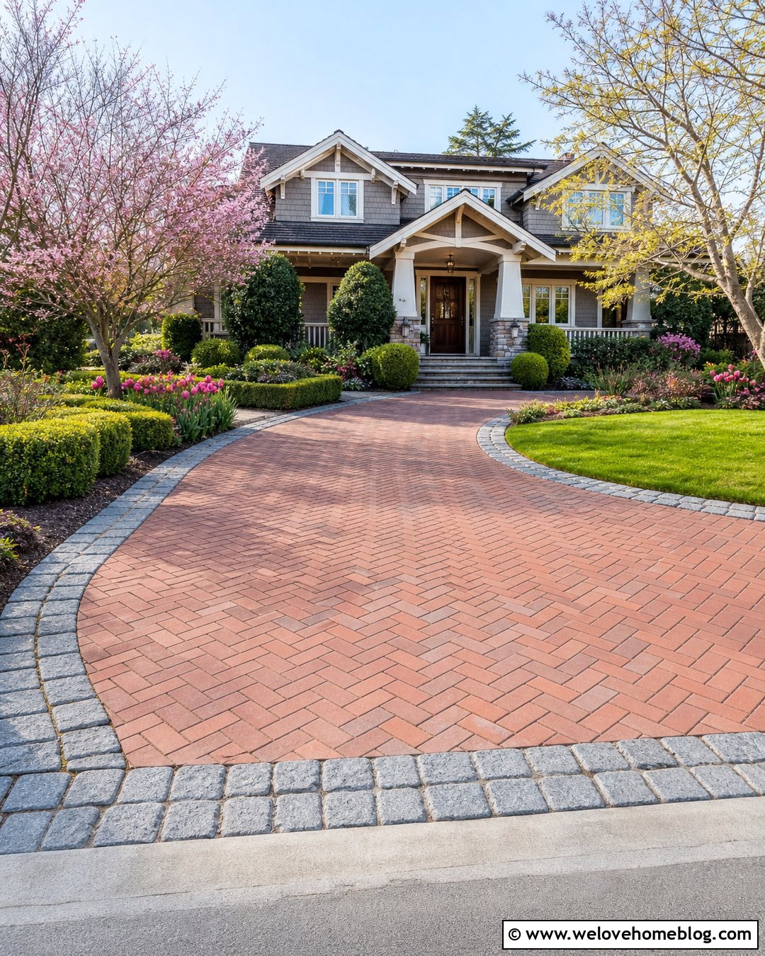 Brick Paver Driveway With Cobblestone Border - 30 brick paver driveway ideas