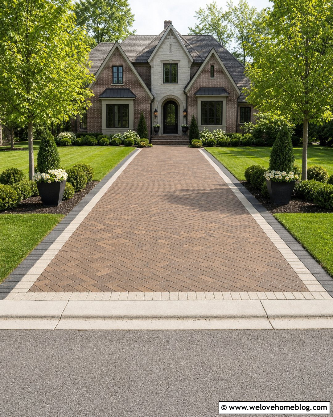 Brick Paver Driveway With Double Border - 30 brick paver driveway ideas