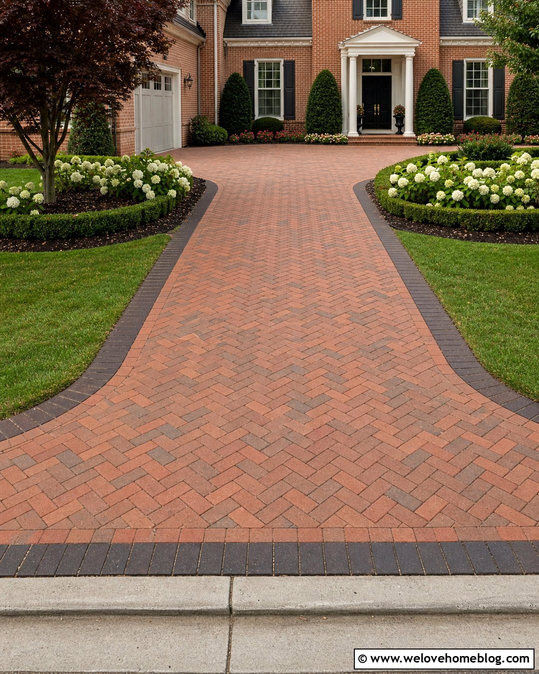 Brick Paver Driveway With Herringbone Pattern - 25 Driveway Alternatives Ideas