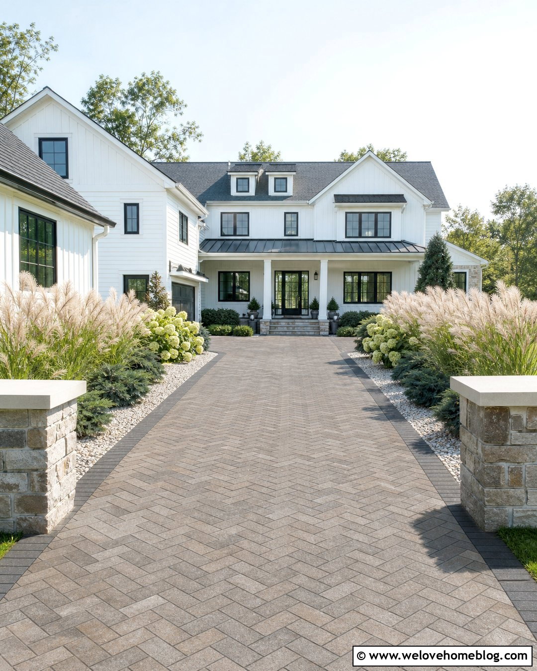 Brick Paver Driveway With Modern Farmhouse - 30 brick paver driveway ideas