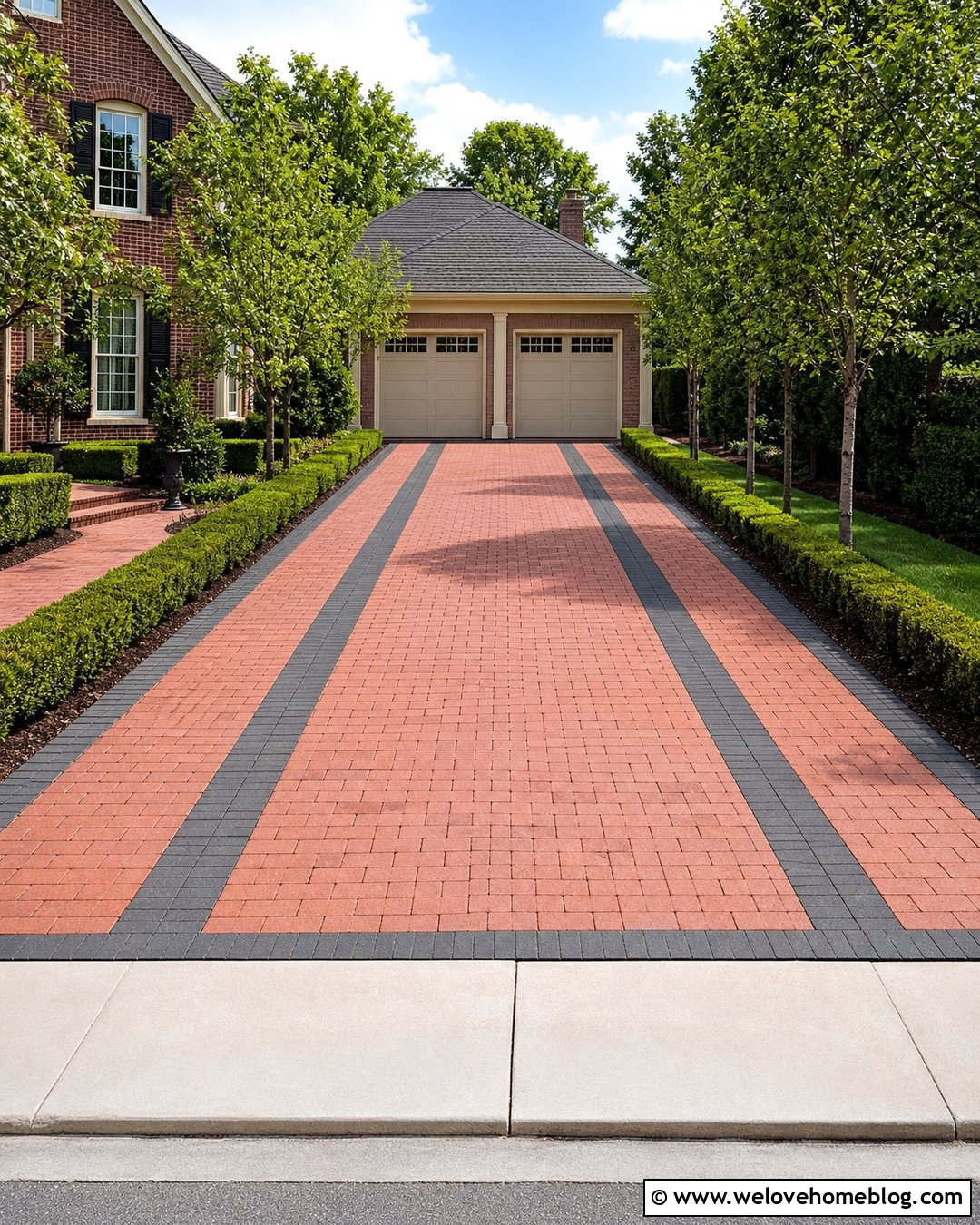 Brick Paver Driveway With Paver Ribbons - 30 brick paver driveway ideas