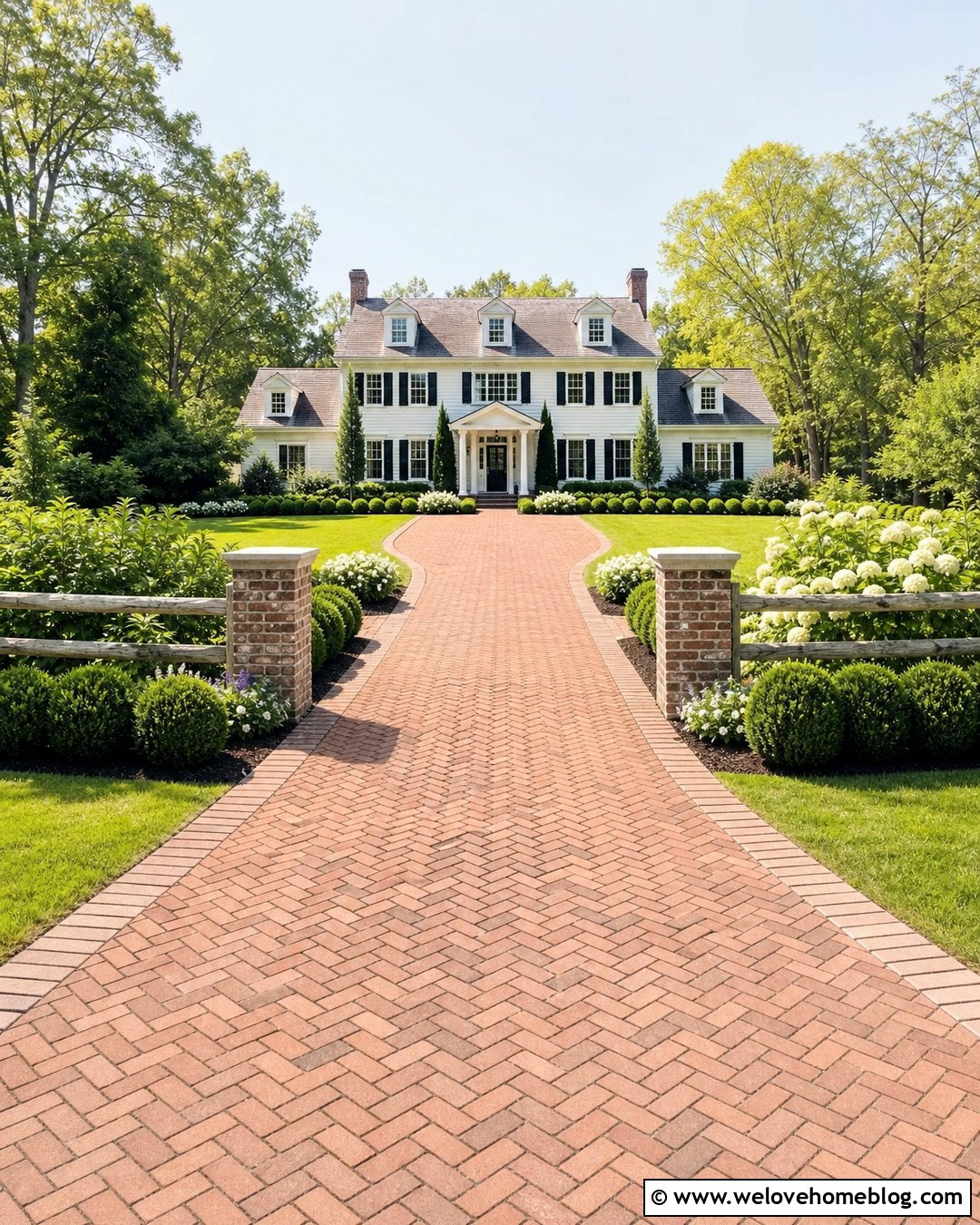 Brick Paver Driveway With Split Rail Fence - 25 Driveways Split Rail Fence Ideas