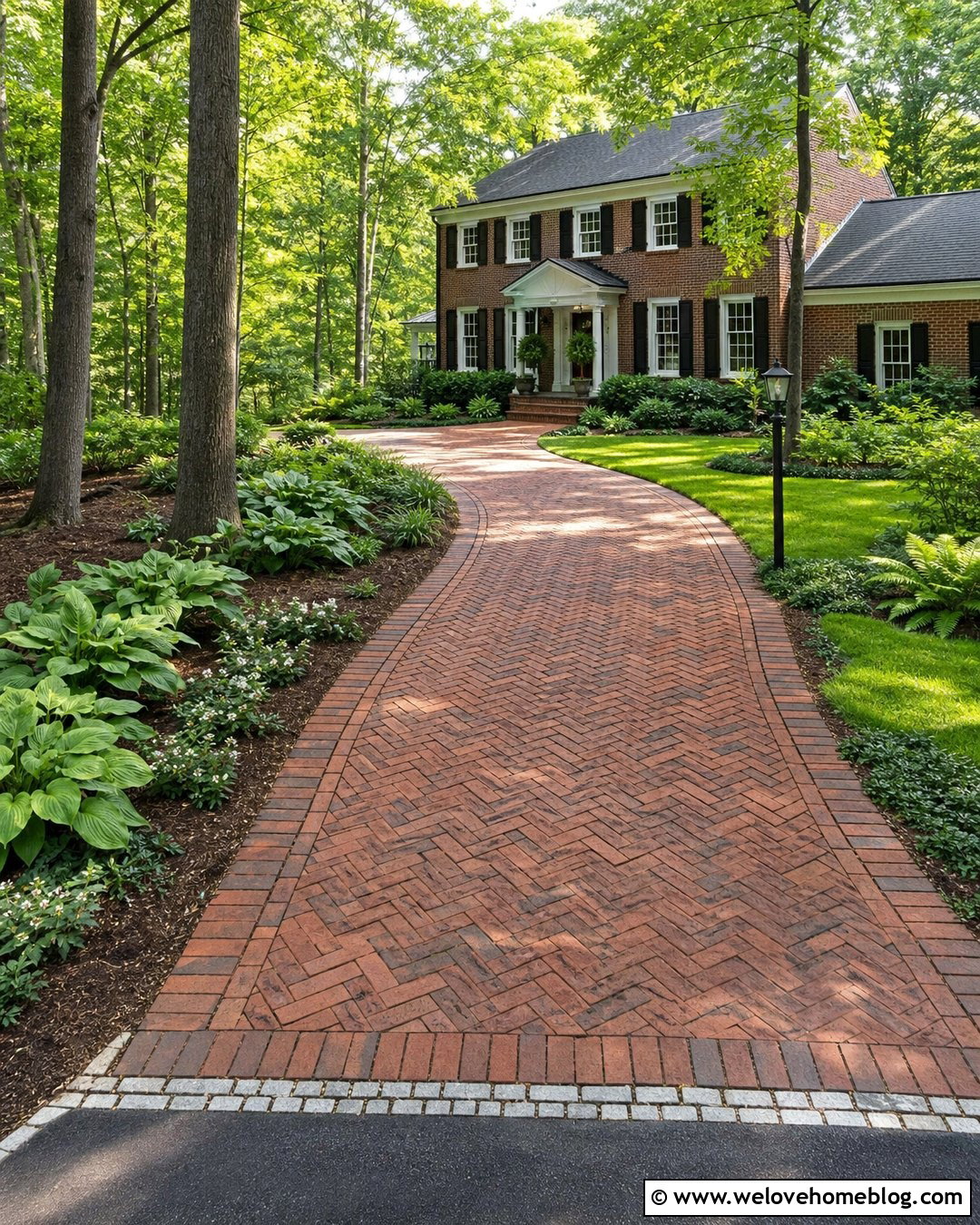 Brick Paver Driveway With Woodland Planting - 20 driveway through the woods ideas