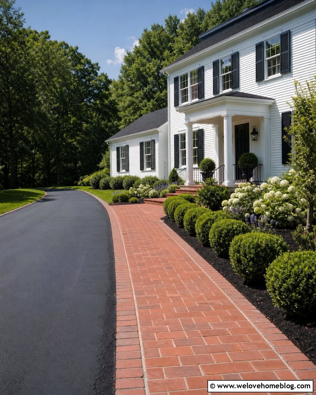 Brick Paver Walkway Beside an Asphalt Driveway - 20 Pavers Beside Driveway Ideas