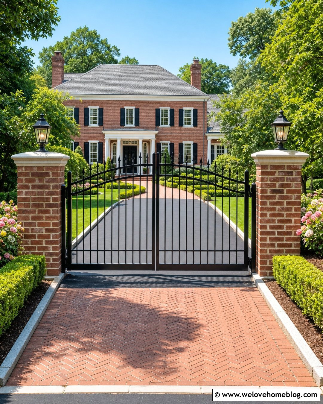 Brick Pillar Automatic Gate Entrance - 20 automatic driveway gate entrance ideas