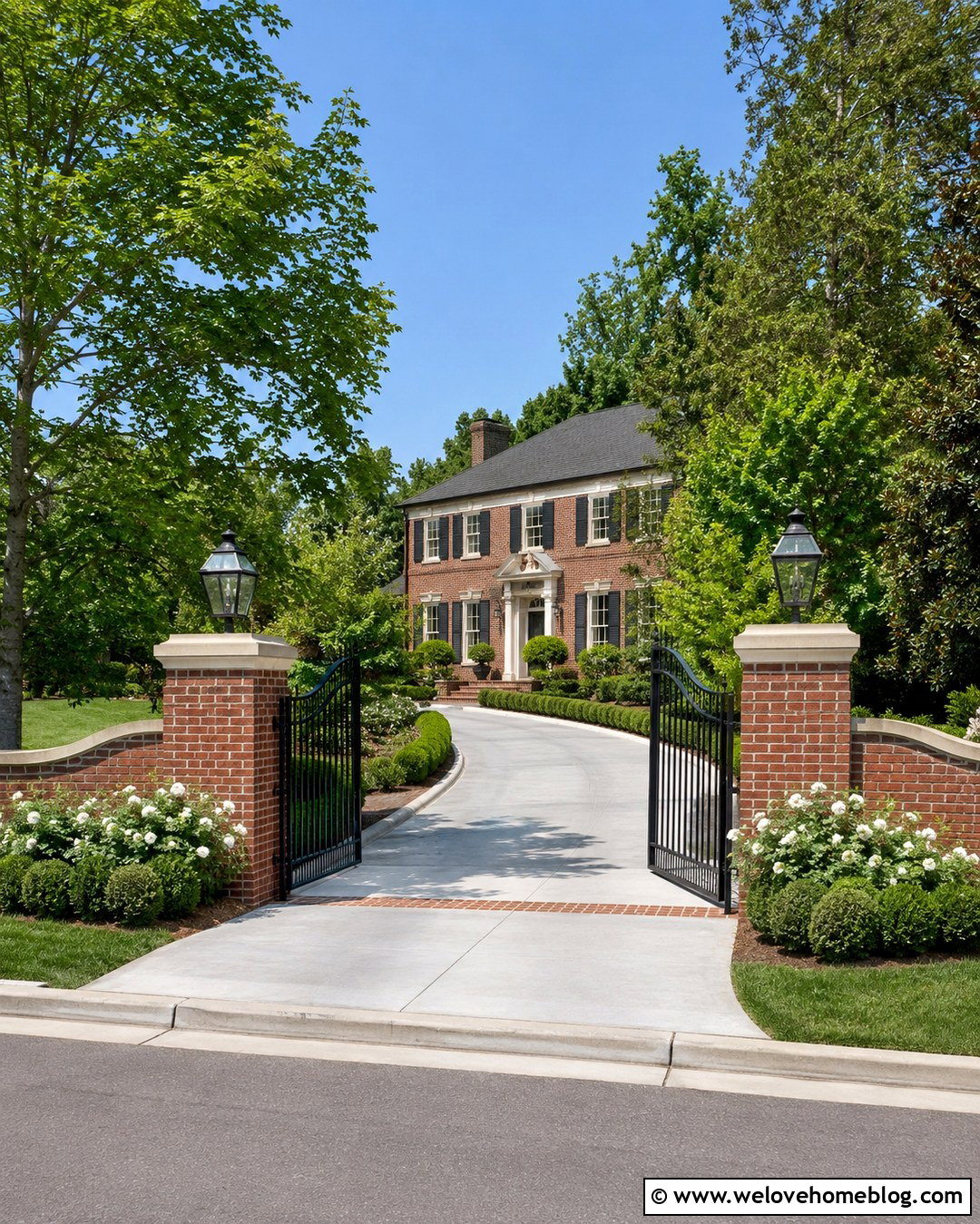 Brick Pillar Driveway Entry Gate - 20 Driveway Entry Gate Ideas