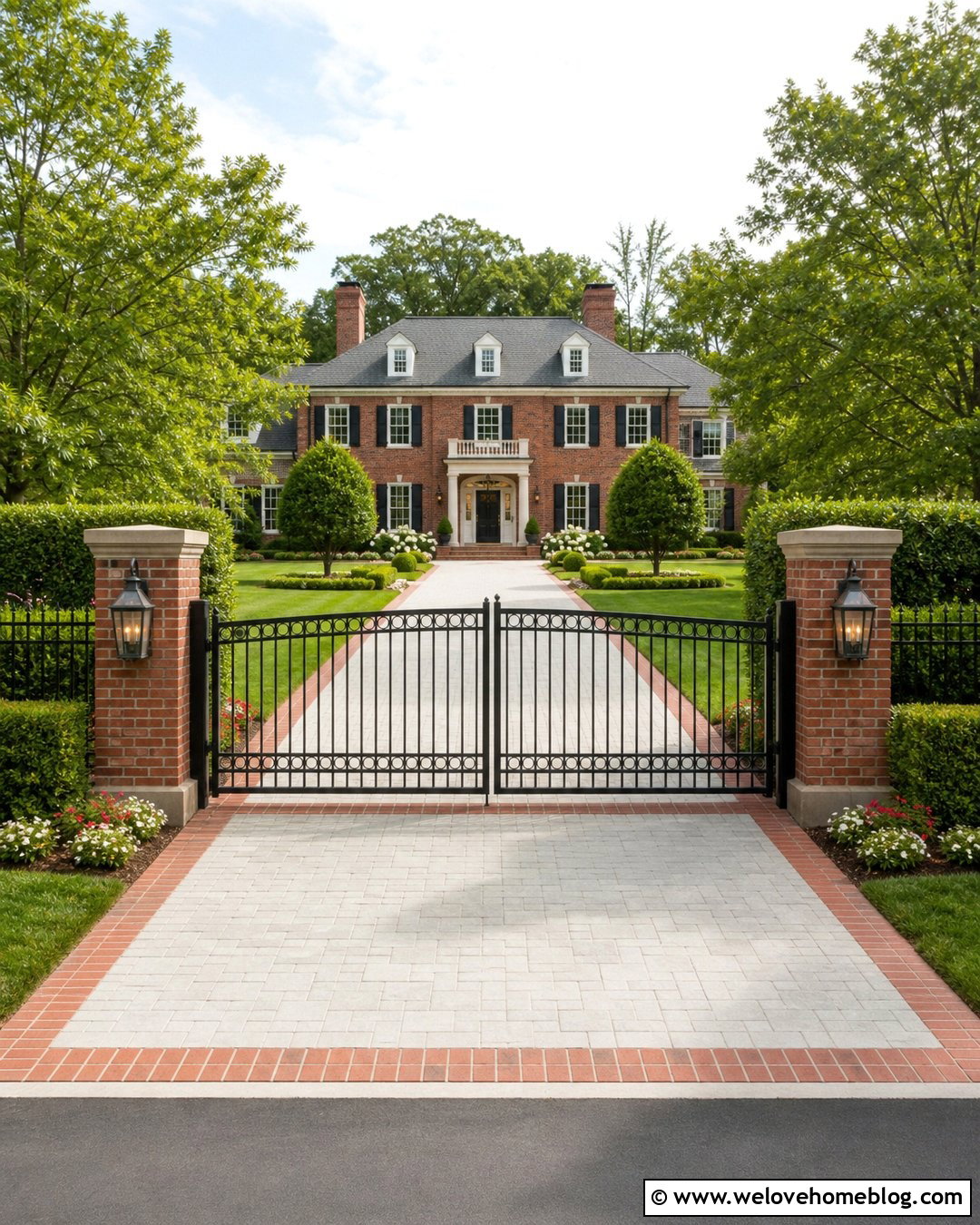 Brick Pillar Driveway Fence - 25 Driveway Fencing Ideas