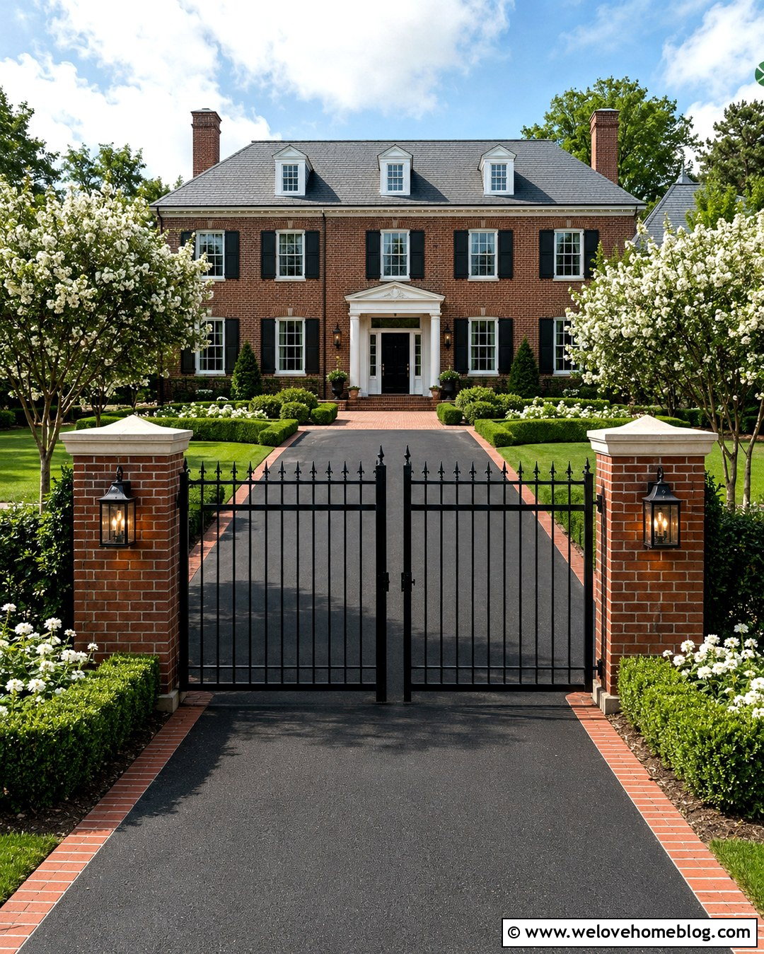 Brick Pillar Driveway Gate - 20 Driveway Gate Ideas