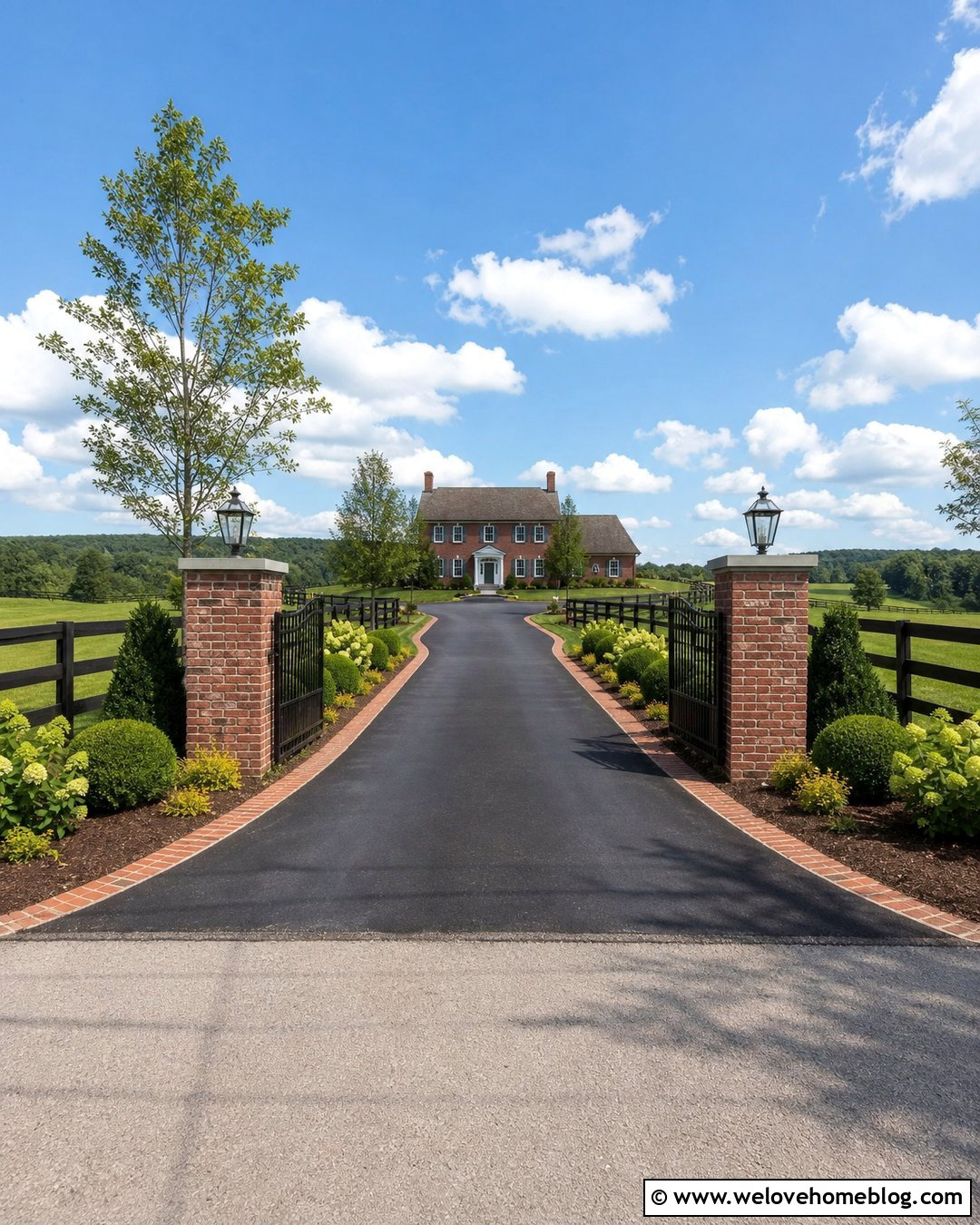 Brick Pillar Farm Driveway Entrance - 35 driveways farm entrance ideas