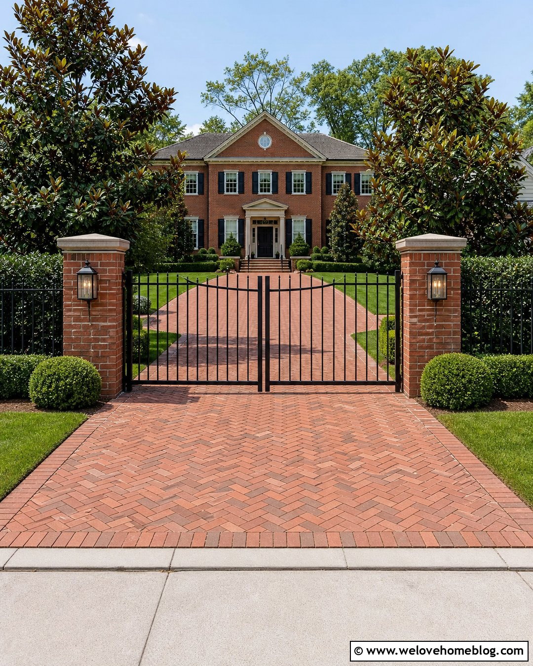 Brick Pillar Fence Driveway Gate - 20 fence driveway gate ideas