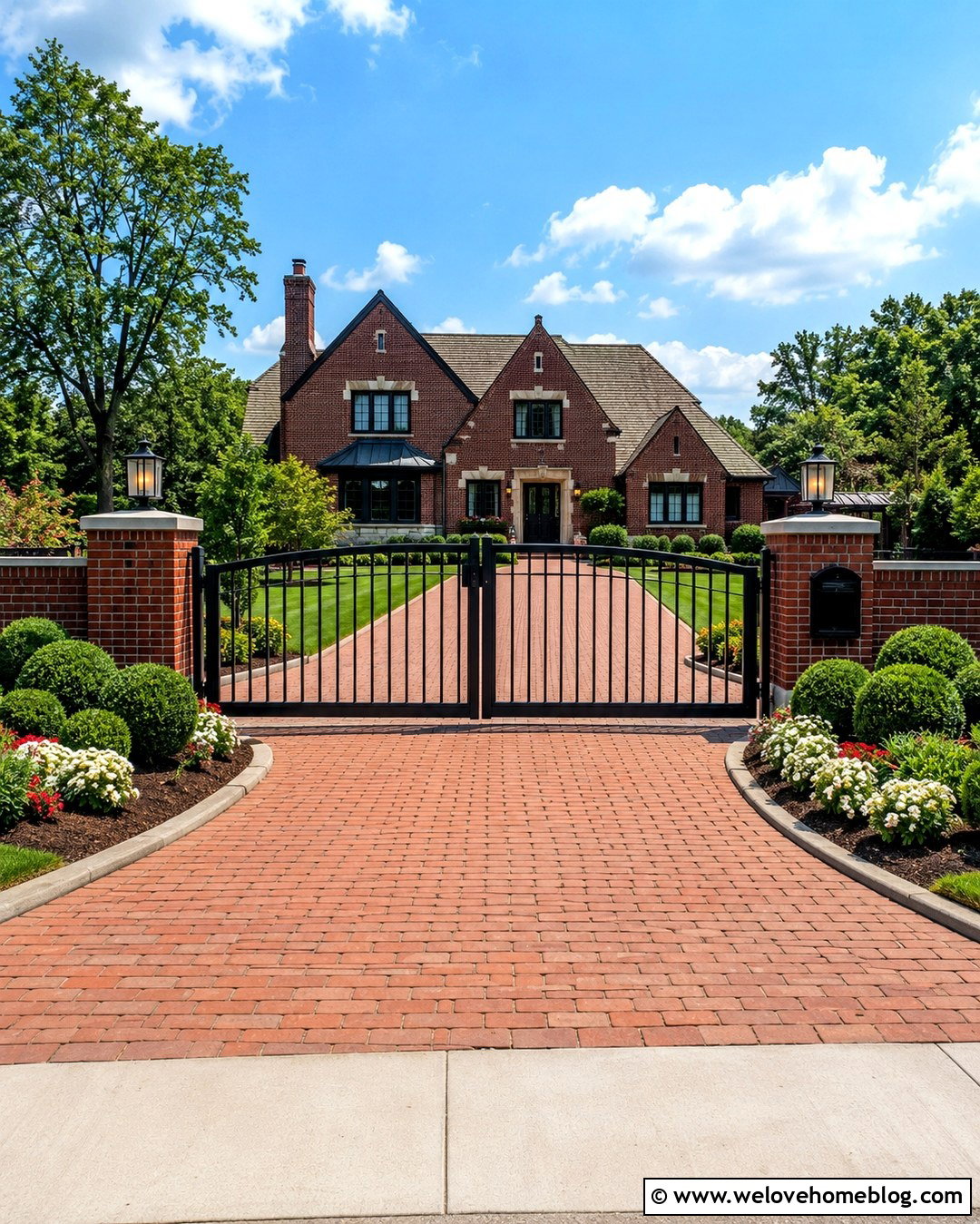 Brick Pillar Folding Driveway Gate - 20 folding gates driveway ideas