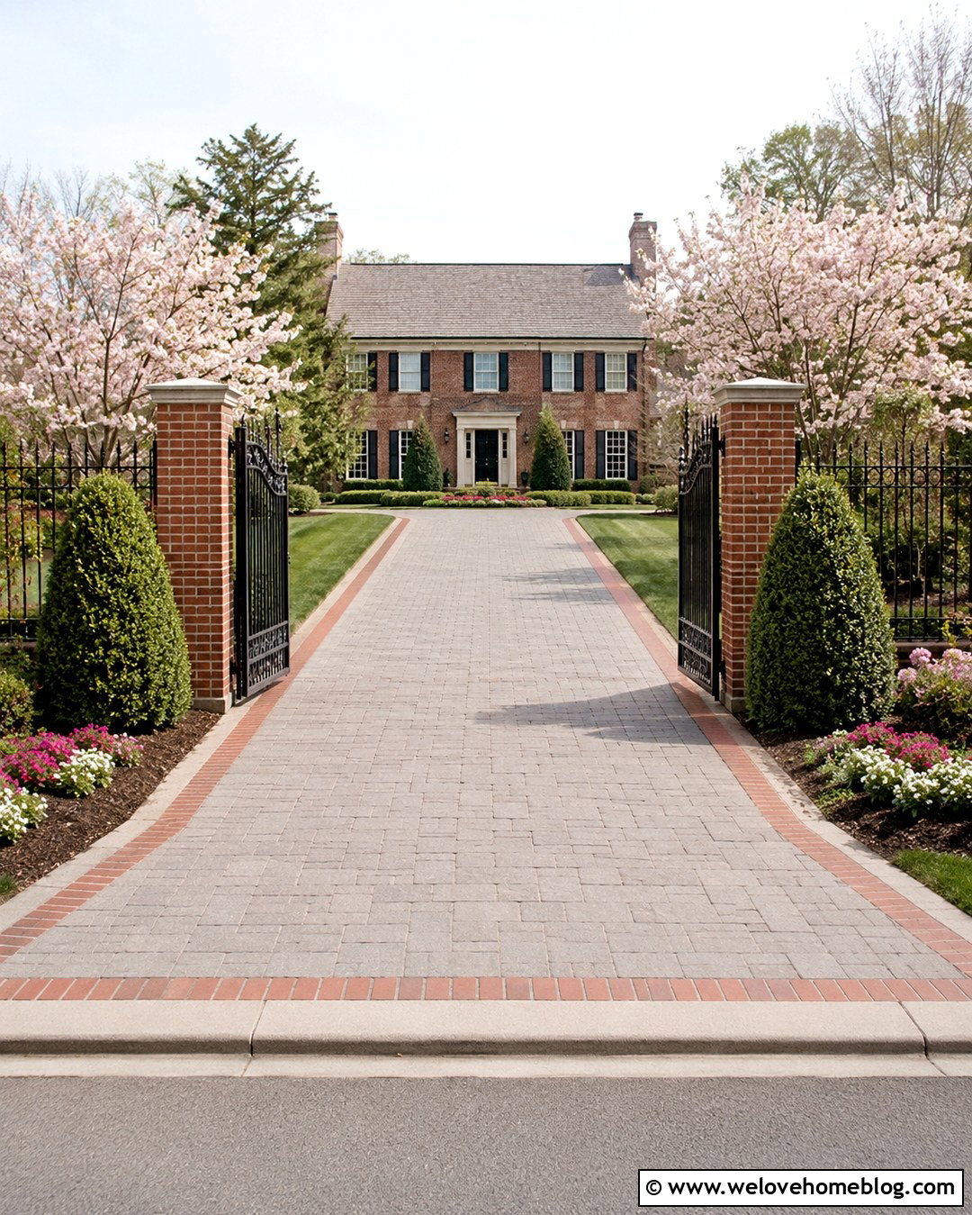 Brick Pillar Wrought Iron Driveway Gate - 20 Front Fences And Gates Driveways Ideas