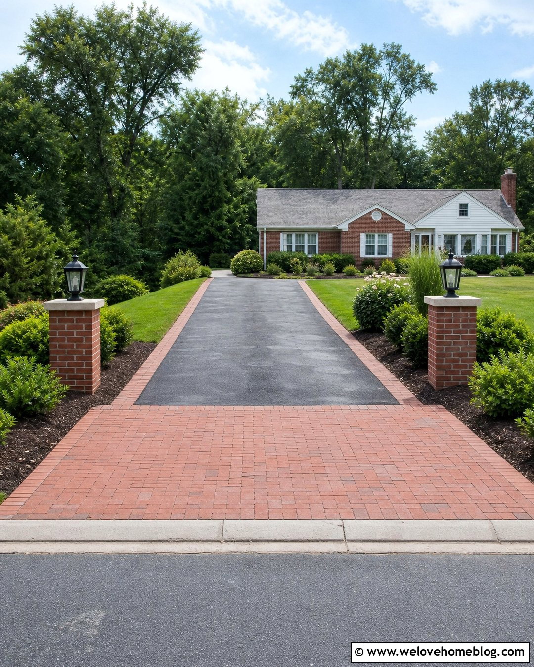 Brick Pillars With Budget Driveway Entrance - 35 brick pillars driveway entrance ideas
