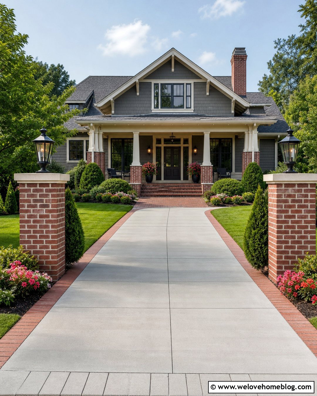 Brick Pillars With Concrete Driveway - 35 brick pillars driveway entrance ideas