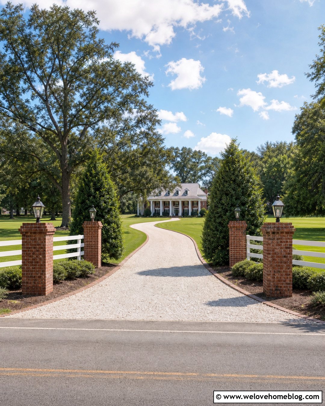 Brick Pillars With Horseshoe Driveway - 35 brick pillars driveway entrance ideas