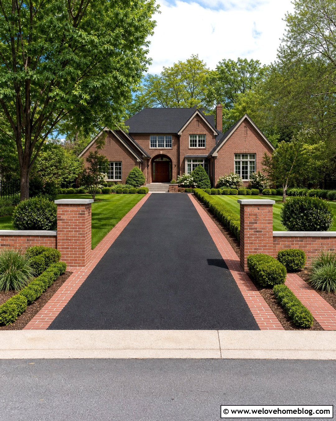 Brick Pillars With Low Brick Walls - 35 brick pillars driveway entrance ideas