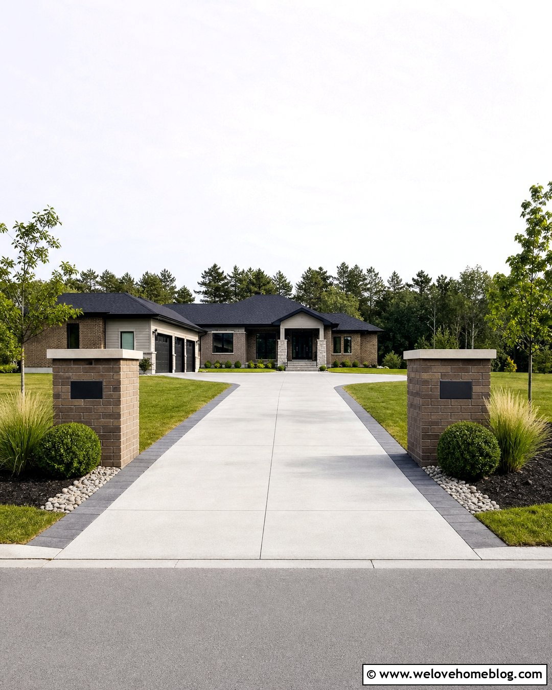 Brick Pillars With Minimal Landscaping