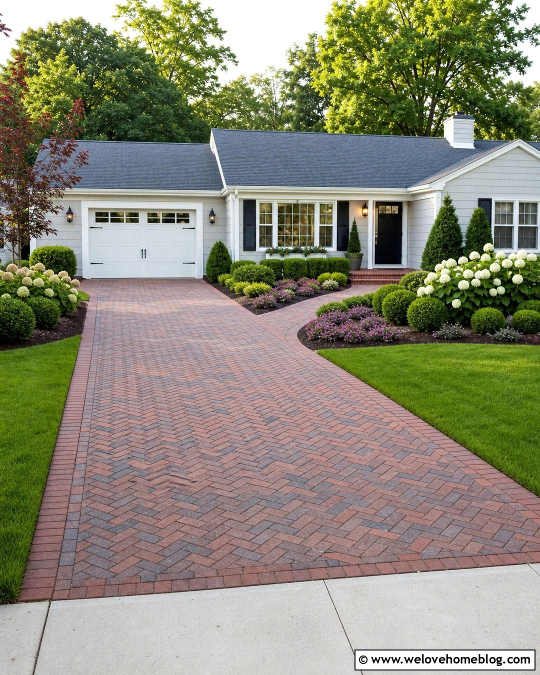 Brick Ranch House Driveway With Matching Walkway - 20 Ranch House Driveway Ideas