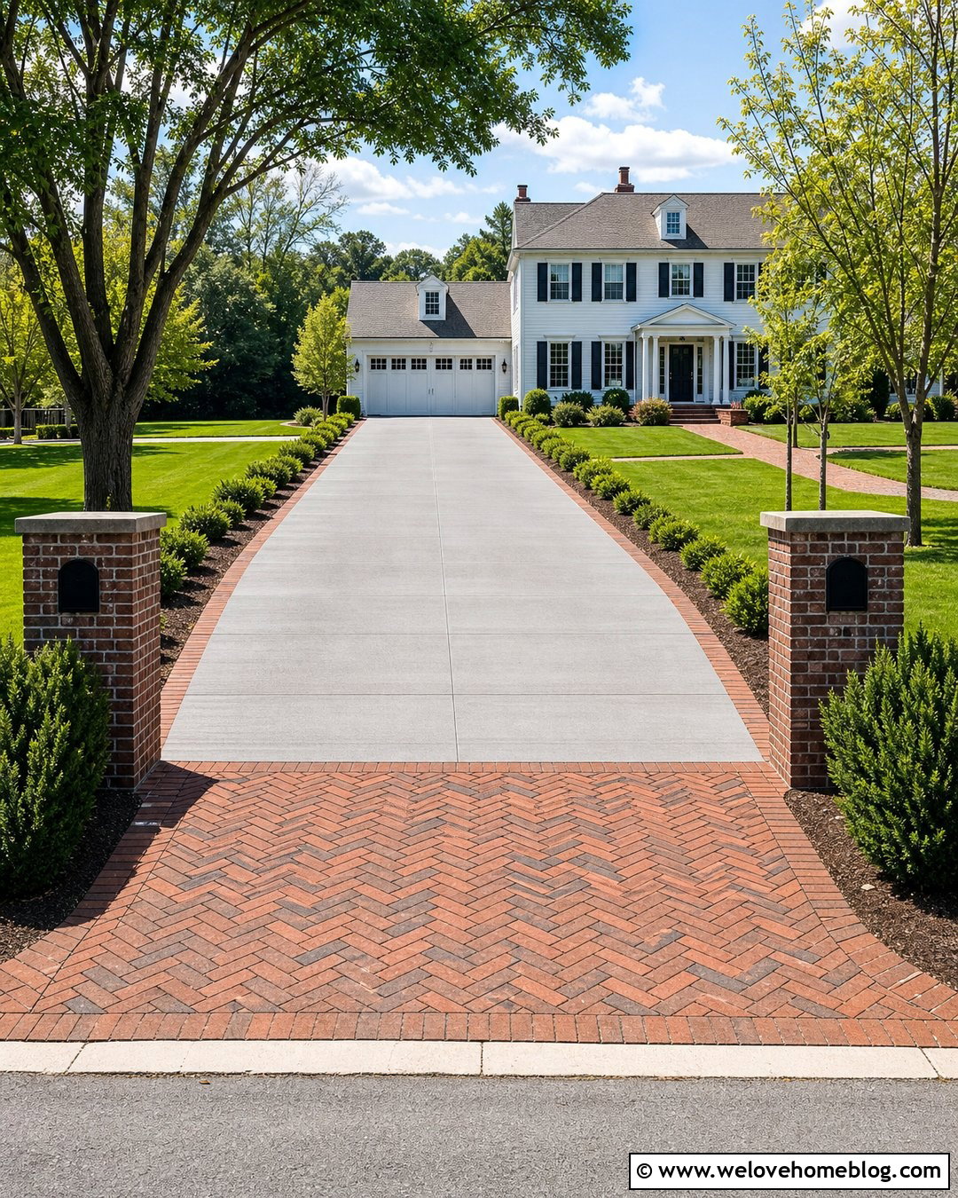 Brick Ribbon Driveway With Paver Apron - 20 Brick Ribbon Driveway Ideas