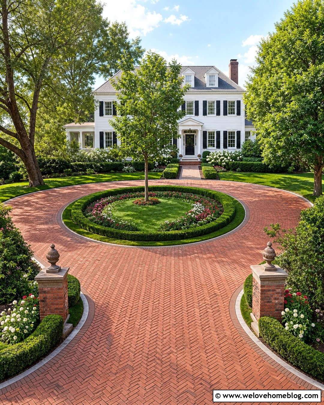Brick Spiral Driveway For A Colonial House - 20 Spiral Driveway Ideas